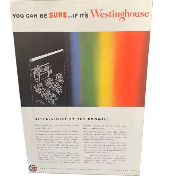 Vintage 1950 Westinghouse Ultra Violet by The Roomful Ad Advertisement - Picture 2 of 4